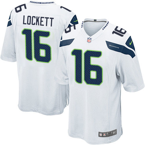 Men's Game Tyler Lockett Nike Jersey White Road - #16 NFL Seattle Seahawks